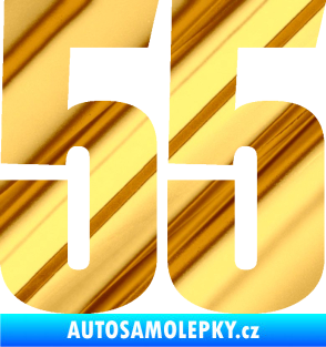 Samolepka Startovní číslo 55 typ 2   chrom fólie zlatá zrcadlová