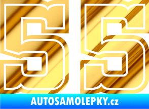 Samolepka Startovní číslo 55 typ 5 chrom fólie zlatá zrcadlová