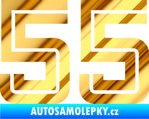 Samolepka Startovní číslo 55 typ 7 chrom fólie zlatá zrcadlová