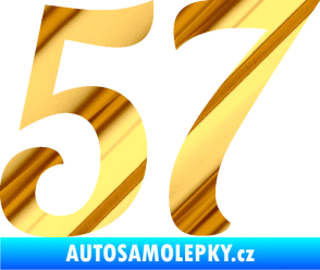 Samolepka Startovní číslo 57 typ 3 chrom fólie zlatá zrcadlová