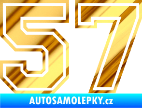 Samolepka Startovní číslo 57 typ 4 chrom fólie zlatá zrcadlová