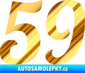 Samolepka Startovní číslo 59 typ 3 chrom fólie zlatá zrcadlová
