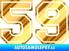 Samolepka Startovní číslo 59 typ 4 chrom fólie zlatá zrcadlová