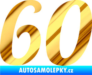 Samolepka Startovní číslo 60 typ 3 chrom fólie zlatá zrcadlová