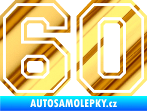Samolepka Startovní číslo 60 typ 4 chrom fólie zlatá zrcadlová