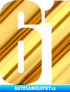 Samolepka Startovní číslo 61 typ 2 chrom fólie zlatá zrcadlová