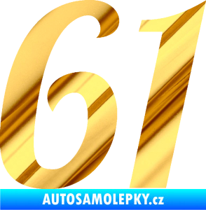 Samolepka Startovní číslo 61 typ 3 chrom fólie zlatá zrcadlová