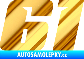 Samolepka Startovní číslo 61 typ 6 chrom fólie zlatá zrcadlová