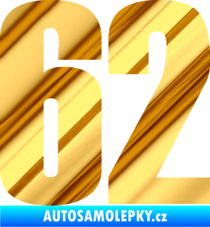 Samolepka Startovní číslo 62 typ 2  chrom fólie zlatá zrcadlová