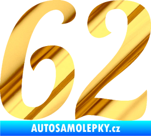 Samolepka Startovní číslo 62 typ 3 chrom fólie zlatá zrcadlová