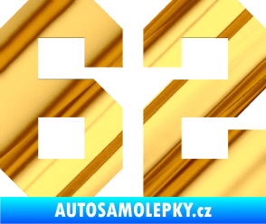 Samolepka Startovní číslo 62 chrom fólie zlatá zrcadlová