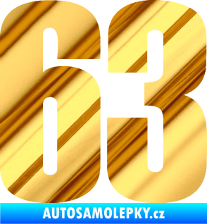 Samolepka Startovní číslo 63 typ 2   chrom fólie zlatá zrcadlová