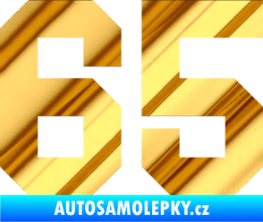 Samolepka Startovní číslo 65 chrom fólie zlatá zrcadlová
