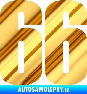 Samolepka Startovní číslo 66 typ 2     chrom fólie zlatá zrcadlová