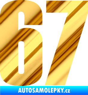 Samolepka Startovní číslo 67 typ 2      chrom fólie zlatá zrcadlová