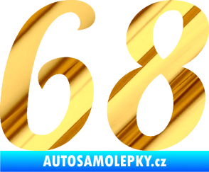 Samolepka Startovní číslo 68 typ 3 chrom fólie zlatá zrcadlová