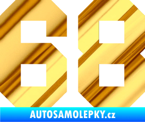 Samolepka Startovní číslo 68 chrom fólie zlatá zrcadlová