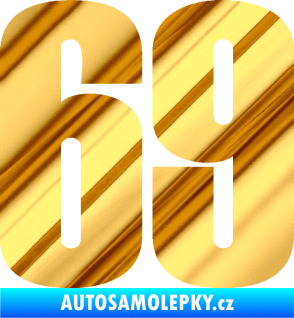 Samolepka Startovní číslo 69 typ 2        chrom fólie zlatá zrcadlová