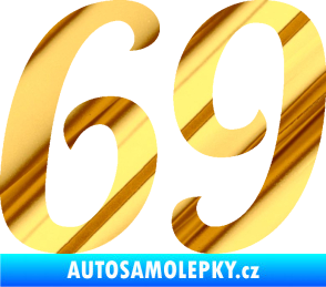 Samolepka Startovní číslo 69 typ 3 chrom fólie zlatá zrcadlová