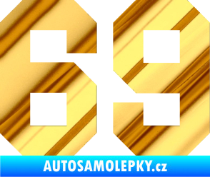Samolepka Startovní číslo 69 chrom fólie zlatá zrcadlová