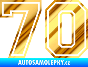 Samolepka Startovní číslo 70 typ 4 chrom fólie zlatá zrcadlová