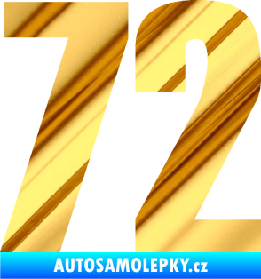 Samolepka Startovní číslo 72 typ 2   chrom fólie zlatá zrcadlová