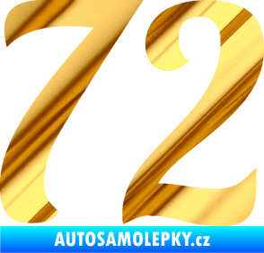 Samolepka Startovní číslo 72 typ 3   chrom fólie zlatá zrcadlová