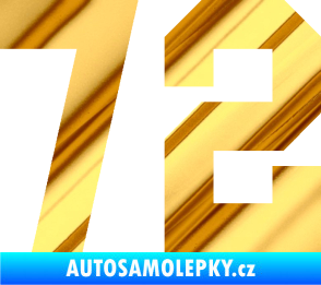 Samolepka Startovní číslo 72 chrom fólie zlatá zrcadlová