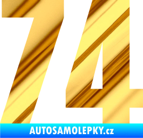 Samolepka Startovní číslo 74 typ 2     chrom fólie zlatá zrcadlová