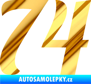 Samolepka Startovní číslo 74 typ 3   chrom fólie zlatá zrcadlová