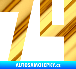 Samolepka Startovní číslo 74 chrom fólie zlatá zrcadlová