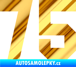 Samolepka Startovní číslo 75 chrom fólie zlatá zrcadlová