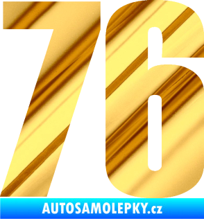 Samolepka Startovní číslo 76 typ 2       chrom fólie zlatá zrcadlová
