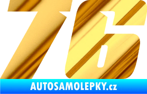 Samolepka Startovní číslo 76 typ 6 chrom fólie zlatá zrcadlová