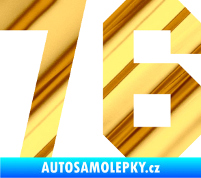 Samolepka Startovní číslo 76 chrom fólie zlatá zrcadlová