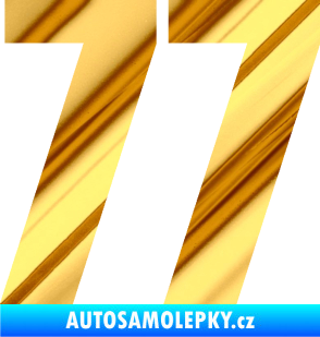 Samolepka Startovní číslo 77 typ 2        chrom fólie zlatá zrcadlová