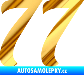 Samolepka Startovní číslo 77 typ 3   chrom fólie zlatá zrcadlová