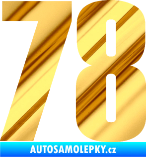 Samolepka Startovní číslo 78 typ 2         chrom fólie zlatá zrcadlová