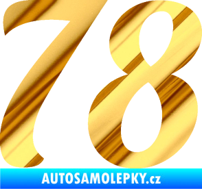 Samolepka Startovní číslo 78 typ 3   chrom fólie zlatá zrcadlová