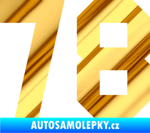 Samolepka Startovní číslo 78 chrom fólie zlatá zrcadlová