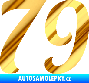 Samolepka Startovní číslo 79 typ 3   chrom fólie zlatá zrcadlová