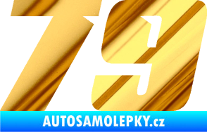 Samolepka Startovní číslo 79 typ 6 chrom fólie zlatá zrcadlová