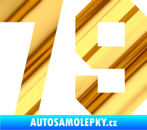 Samolepka Startovní číslo 79 chrom fólie zlatá zrcadlová