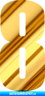 Samolepka Startovní číslo 8 typ 2      chrom fólie zlatá zrcadlová
