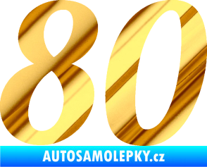 Samolepka Startovní číslo 80 typ 3   chrom fólie zlatá zrcadlová