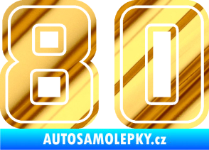 Samolepka Startovní číslo 80 typ 5 chrom fólie zlatá zrcadlová