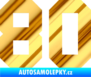 Samolepka Startovní číslo 80 chrom fólie zlatá zrcadlová