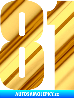 Samolepka Startovní číslo 81 typ 2 chrom fólie zlatá zrcadlová