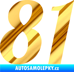 Samolepka Startovní číslo 81 typ 3   chrom fólie zlatá zrcadlová