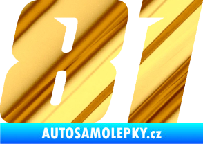 Samolepka Startovní číslo 81 typ 6 chrom fólie zlatá zrcadlová